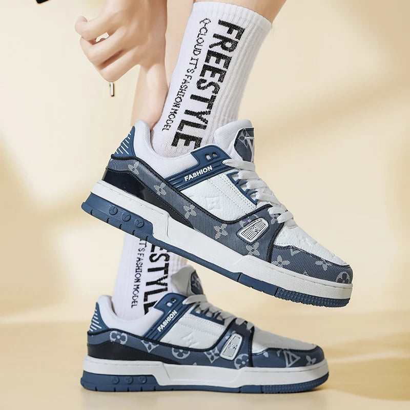 Men’s Fashion Skateboard Shoes – New Low-Top Leisure Sports Shoes with Thick Sole, Anti-Slip & Wear-Resistant for College Students