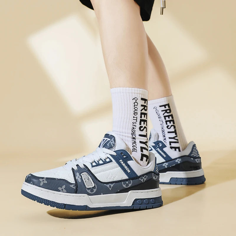 Men’s Fashion Skateboard Shoes – New Low-Top Leisure Sports Shoes with Thick Sole, Anti-Slip & Wear-Resistant for College Students