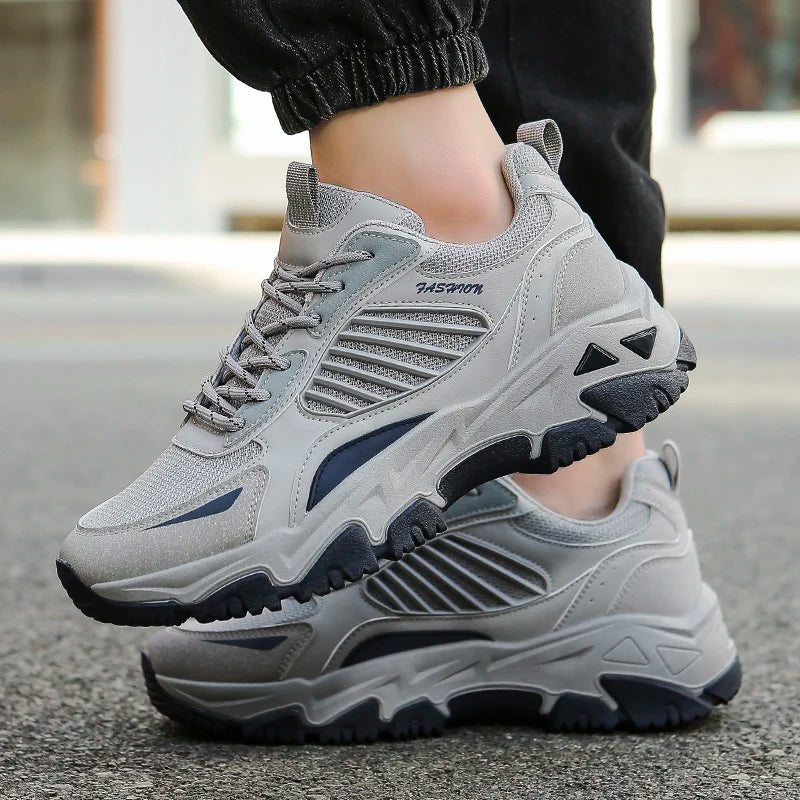 Autumn Men’s Breathable Mesh Sneakers – Trendy Versatile Thick-Soled Casual & Comfortable Fashion Shoes