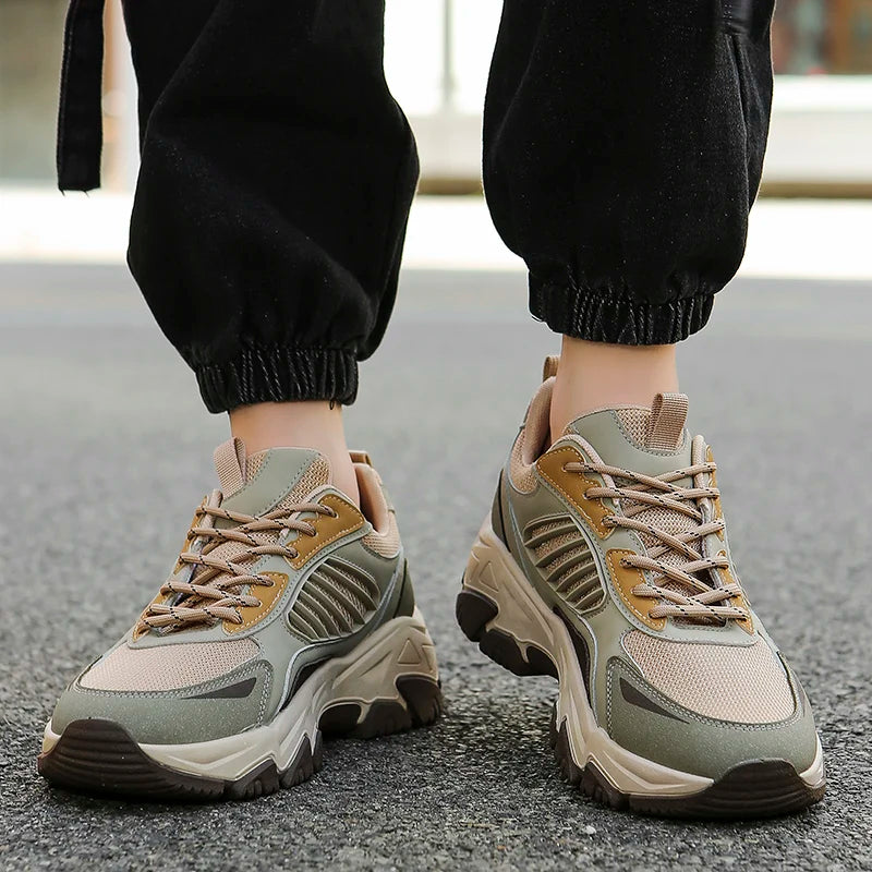 Autumn Men’s Breathable Mesh Sneakers – Trendy Versatile Thick-Soled Casual & Comfortable Fashion Shoes